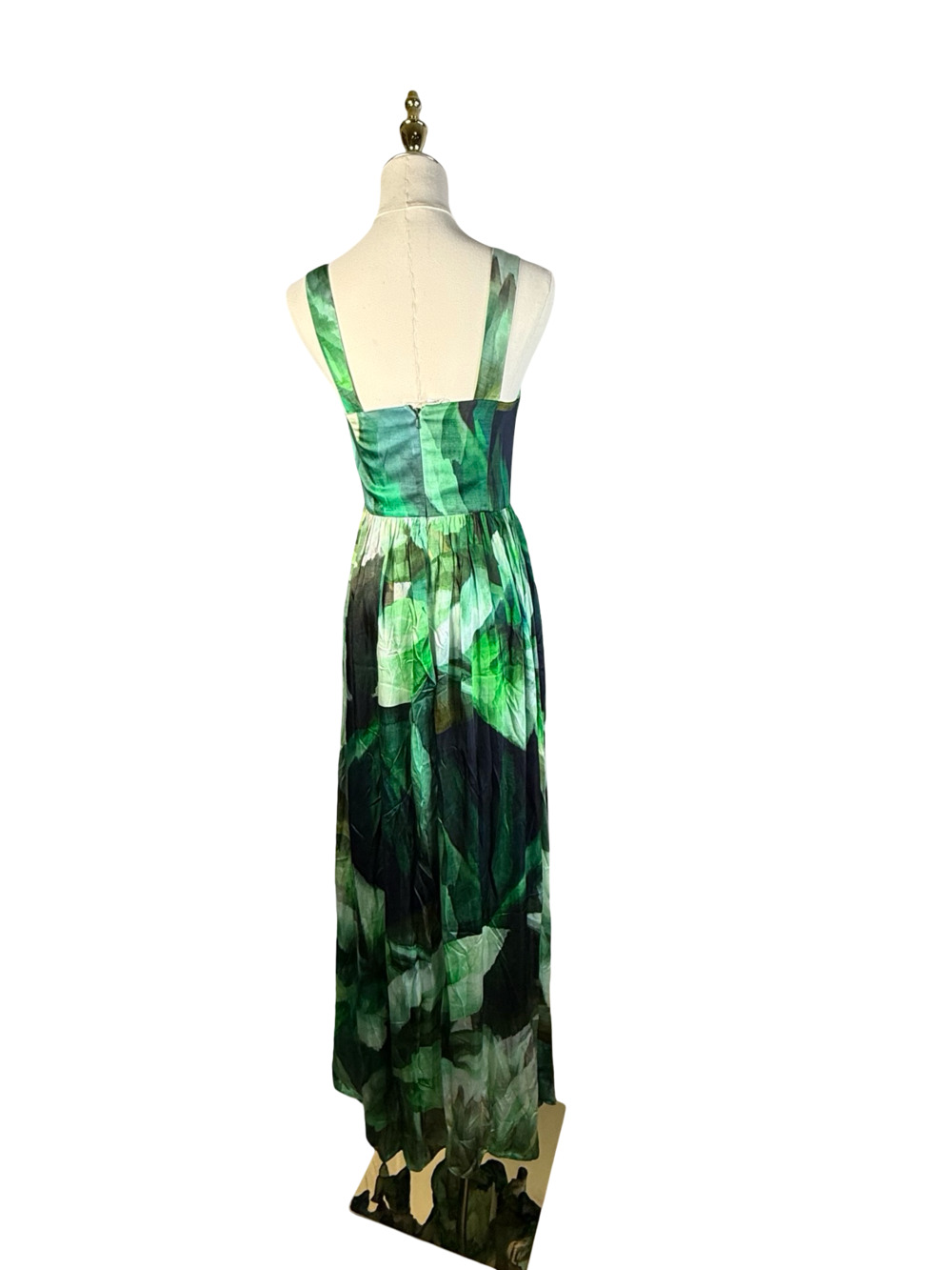Amanda Uprichard Green Leafy Print Square Neck Maxi Dress - Picture 6 of 10